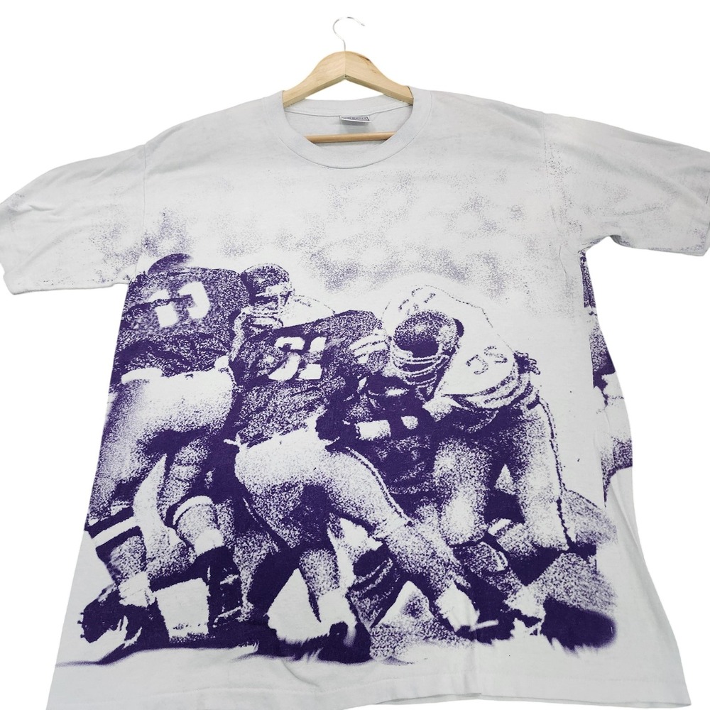 All Sport Events Mens Football All Over Print T-Shirt White Purple Large 12339
